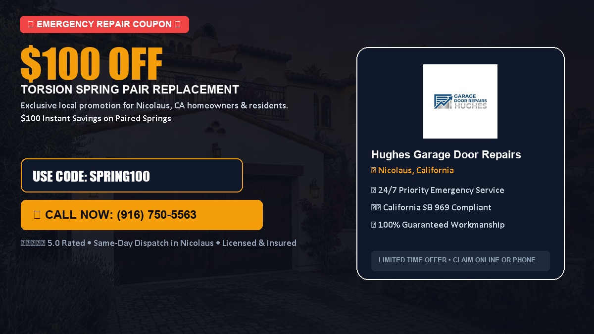$100 OFF Heavy-Duty Torsion Spring Pair Replacement in Nicolaus, CA